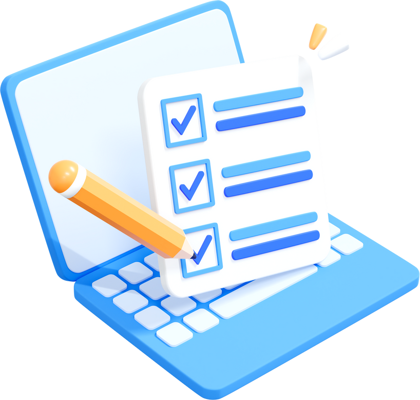 3D Laptop with Checklist