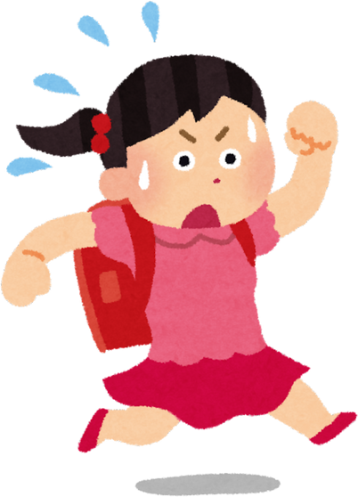 Illustration of a Hurrying Schoolgirl with a Backpack