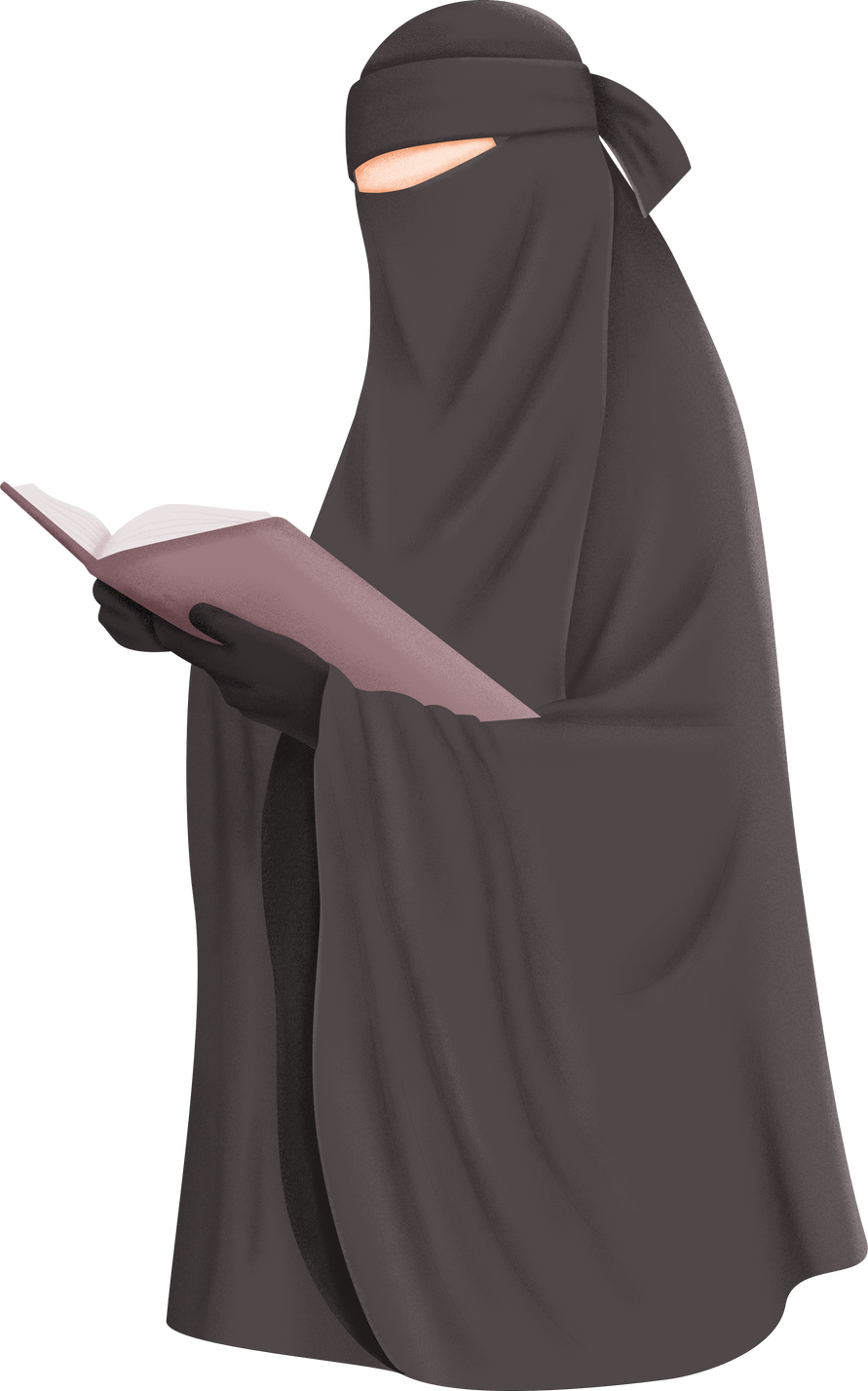 Muslimah niqabis read a book